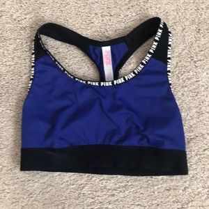 Pink Victoria Secret Blue Logo Sports Bra Size XS